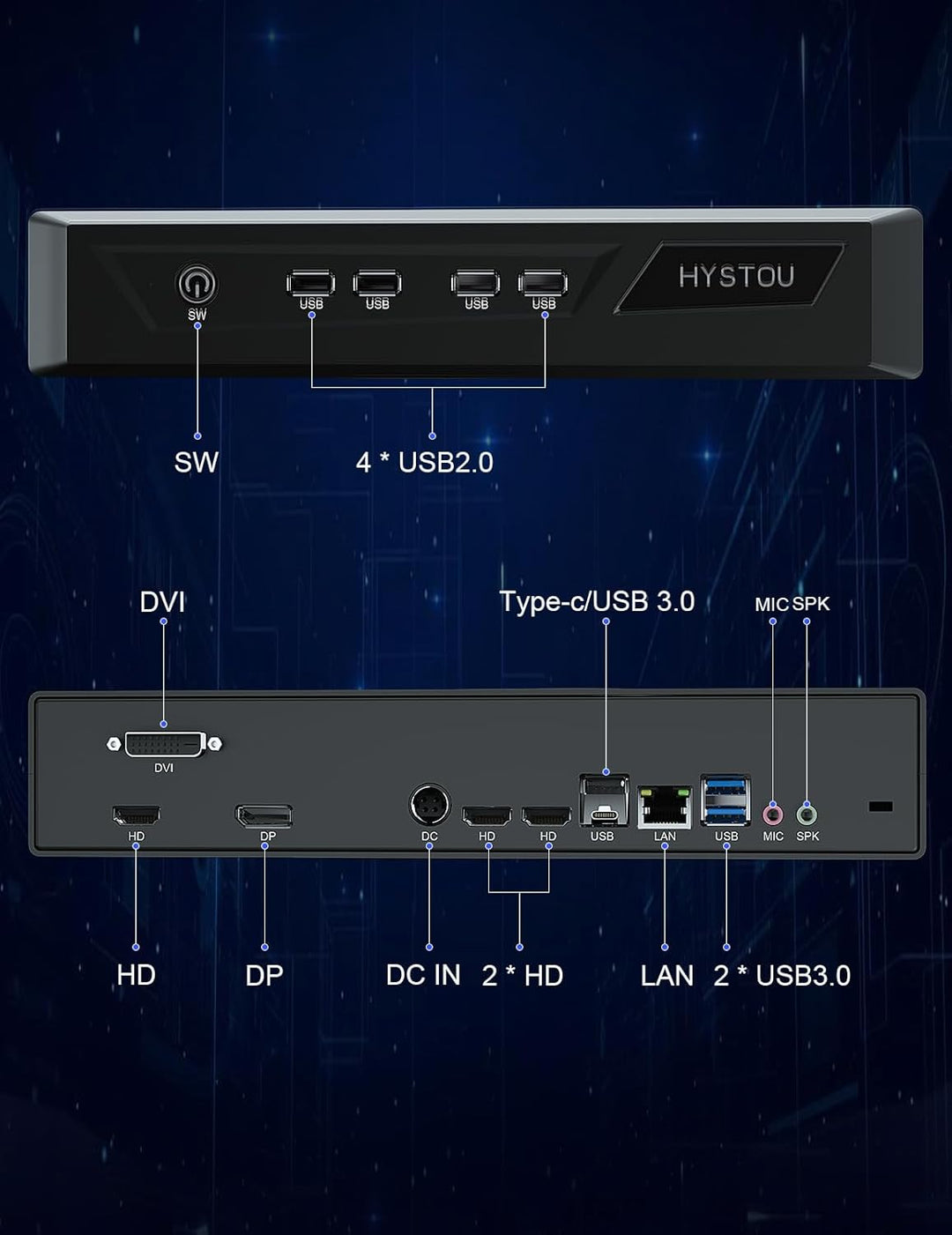 HYSTOU Mini Gaming PC, 8K Mini PC Core i9-11900 mit Nvidia RTX 3050 Grafikkarte 6 GB GDDR6, 32GB DDR