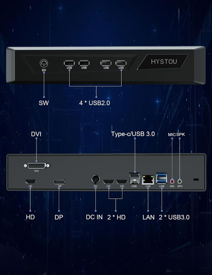 HYSTOU Mini Gaming PC, 8K Mini PC Core i9-11900 mit Nvidia RTX 3050 Grafikkarte 6 GB GDDR6, 32GB DDR