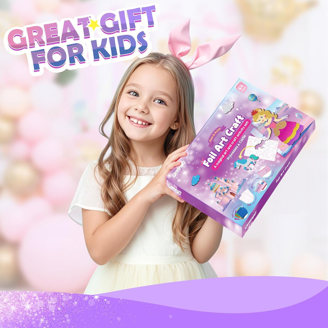 URMYWO Folienspass Kinder, Prinzessin Foil Art FüR Kinder,Bastelsets FüR MäDchen Alter 3-10,DIY-Akti