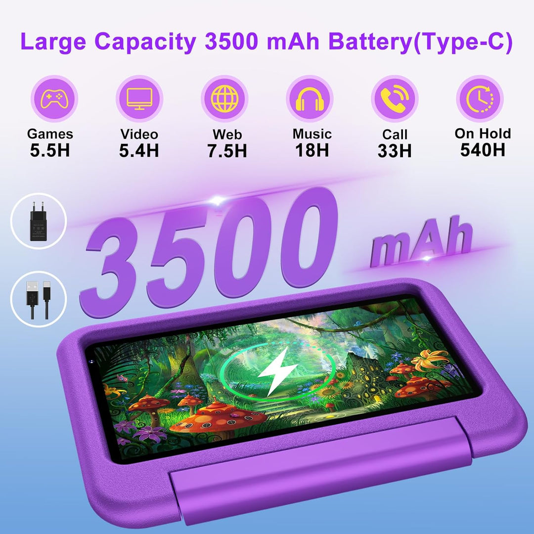 DEERTiME 2025 Neueste Tablet Android 14 OS, 10GB(4+6) RAM+64GB ROM/TF 1TB, WLAN 6, 5G+2.4G WLAN, 8-C