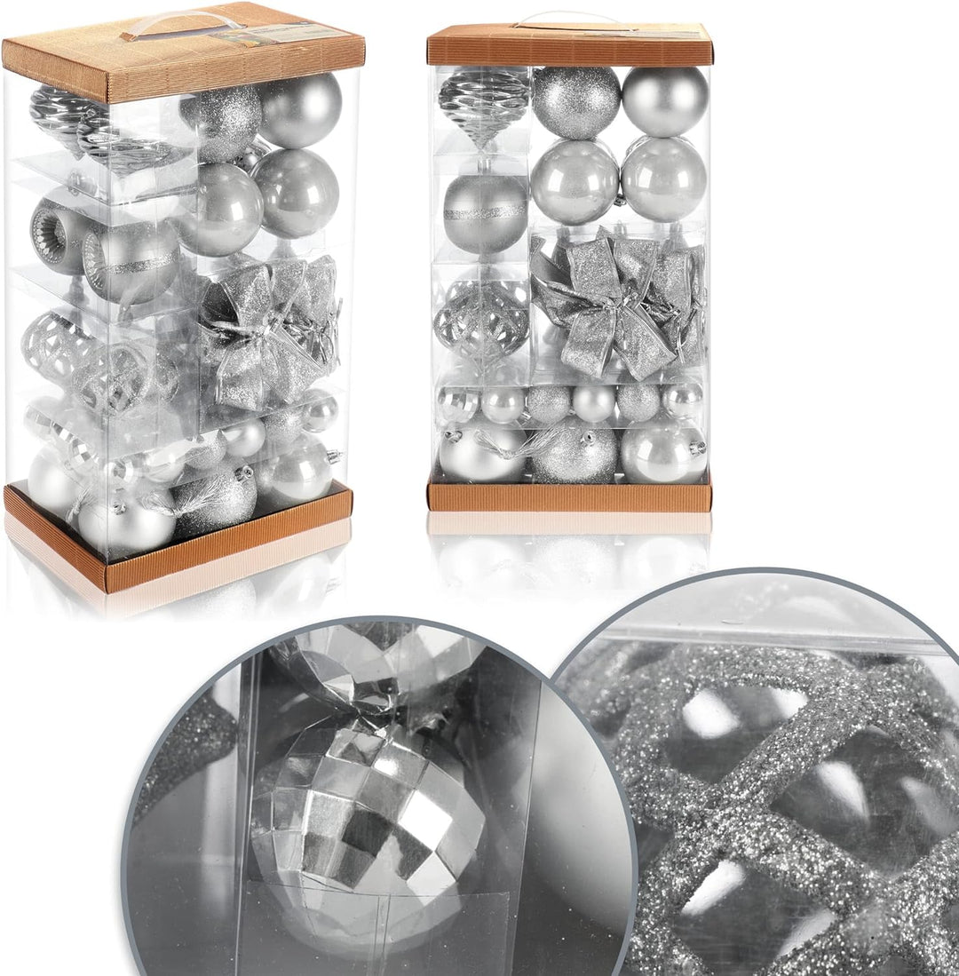 com-four® 51x Weihnachtskugeln, Christbaumkugeln bruchsicher aus Kunststoff für Weihnachten, Baumsch