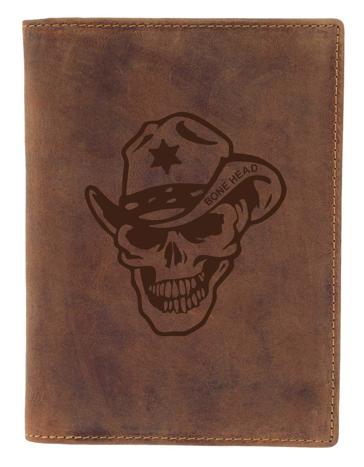 Greenburry Biker Leder-Ausweishülle mit Totenkopf Lederhülle mit Skull Motiv - Ausweismappe aus Lede