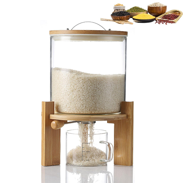 Reisspender, Müslispender Glas Küche, 5/7.5L, Lebensmittelspender mit 500ml Messbecher, Cerealien Vo