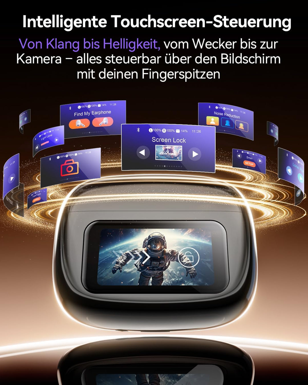 ZIUTY Kopfhörer Kabellos Bluetooth 5.4, In Ear Ohrhörer mit Touchscreen Display, ANC & ENC Mikrofon,