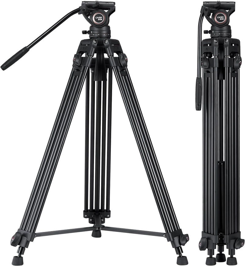 Cayer BV30 Video Tripod, Robust Aluminium Alloy Camera Tripod with 360° Fluid Head, Quick Release Pl