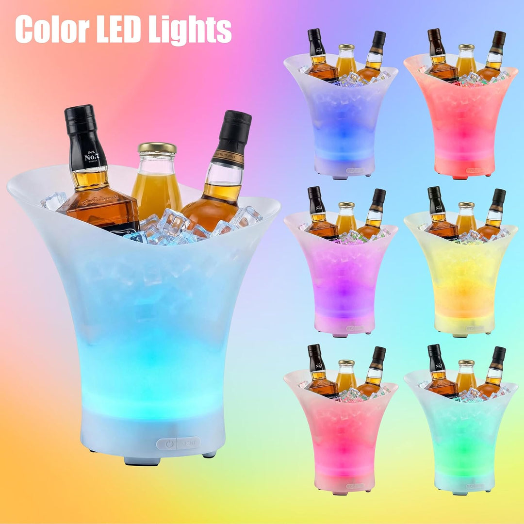 LED Sektkühler 7L, Champagner Kühler mit Bluetooth, Sektkühler mit Automatischem RGB-Farbwechsel, Wa