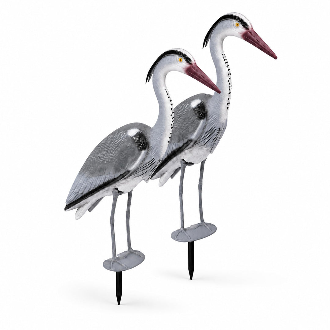 ARTECSIS® 2 x Kunststoff-Fischreiher Attrappe (70 cm) mit Erdspiess aus Kunststoff - Gartenteich Rei