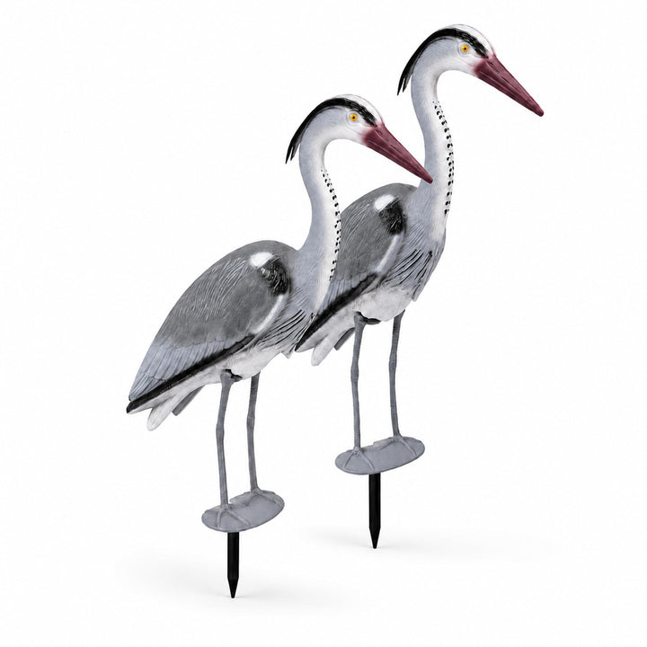 ARTECSIS® 2 x Kunststoff-Fischreiher Attrappe (70 cm) mit Erdspiess aus Kunststoff - Gartenteich Rei