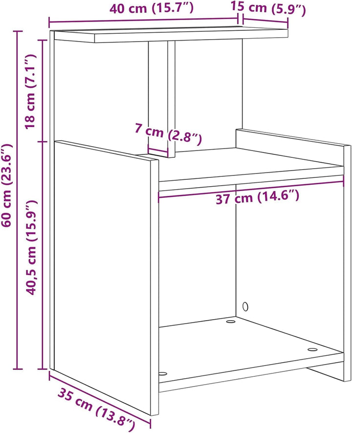 vidaXL Nachttisch Artisan Eiche 40x35x60 cm Holzwerkstoff, Artisan Eiche