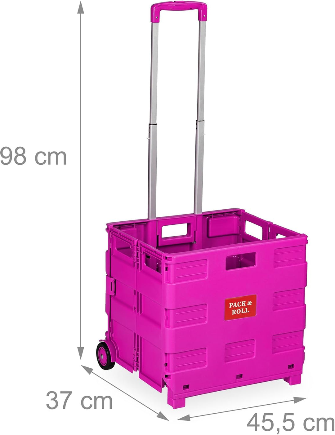 Relaxdays Einkaufstrolley, Klapptrolley mit Rollen & Teleskopgriff, bis 35 kg, Faltbare Einkaufshilf