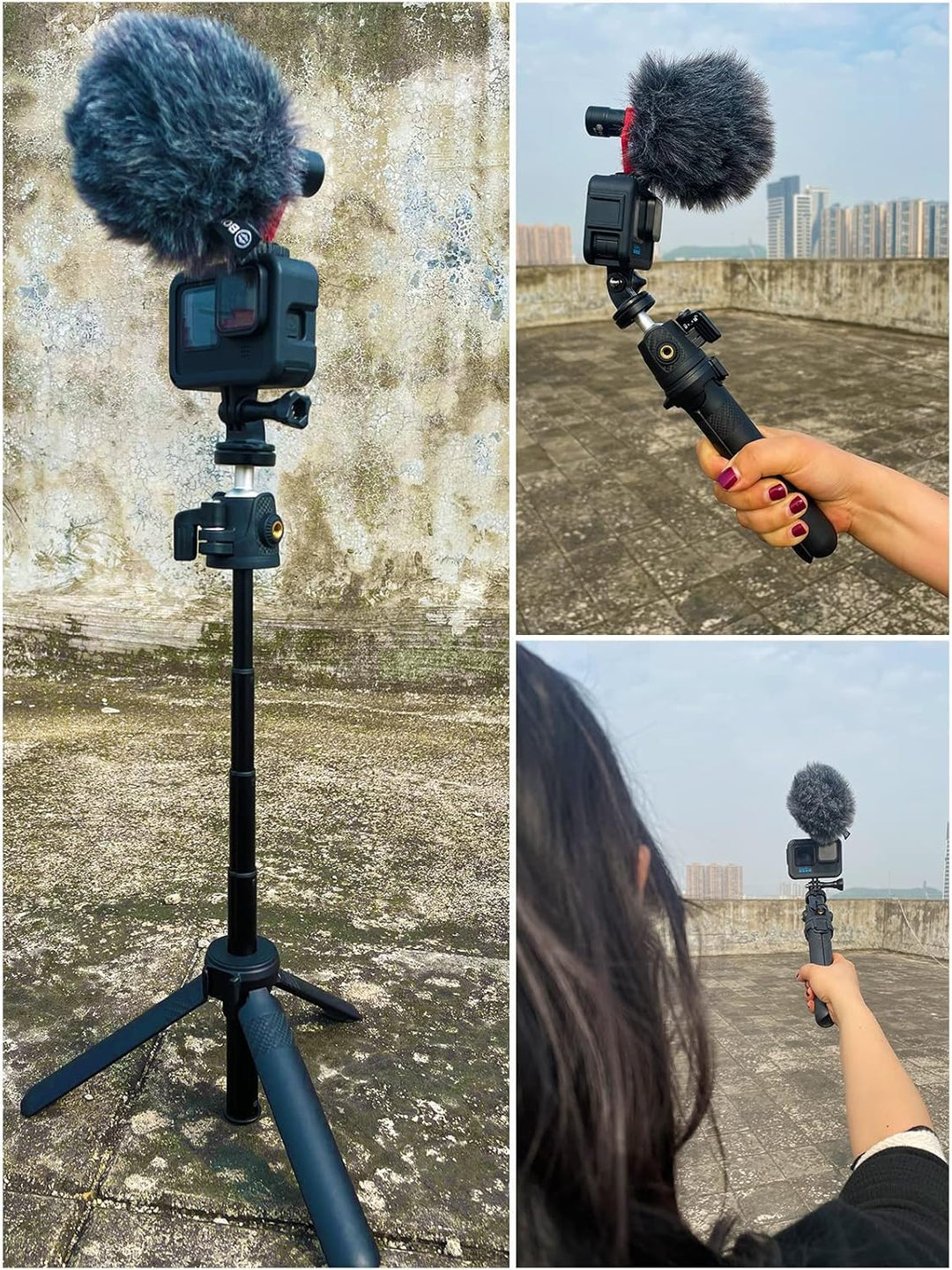 Kompakt Kamera Stativ, Lammcou Mini Tragbar Reisestativ mit Actioncan Stativhalterung, Klein Dreibei