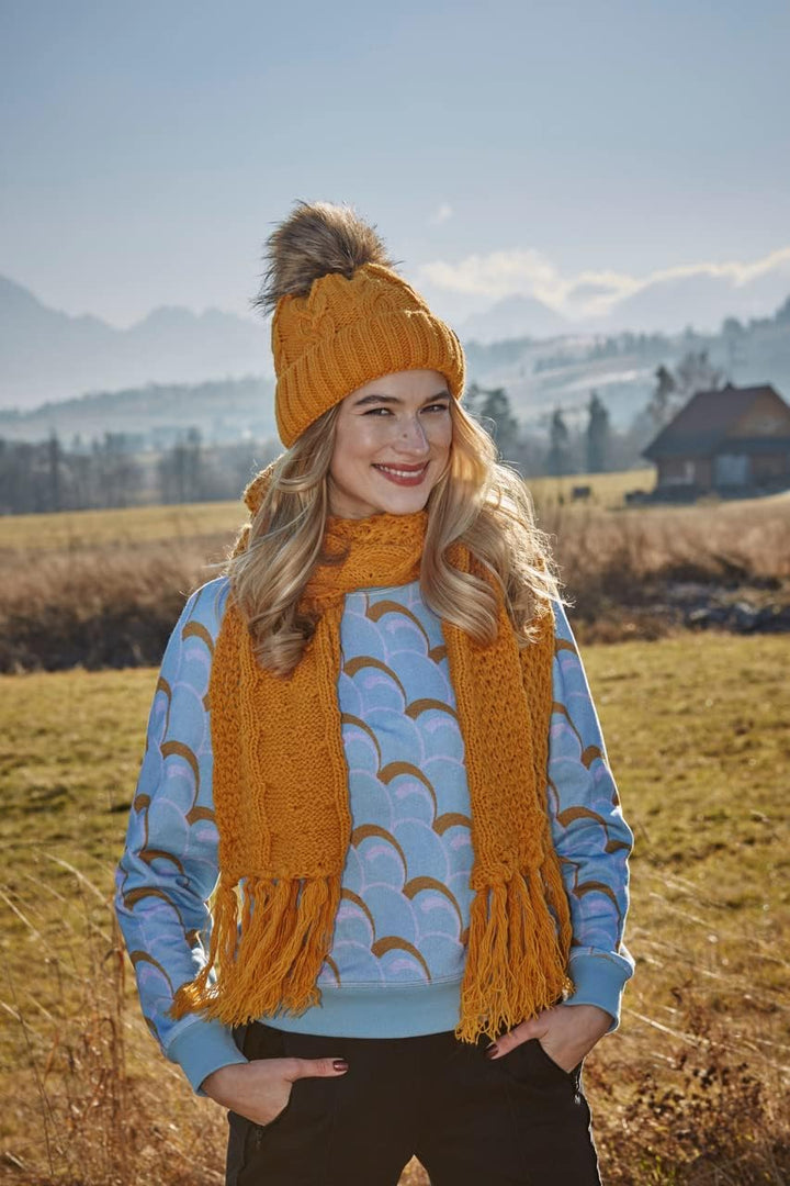 ELIMELI® Winter Mütze Damenmütze mit Fell-Bommel Fleece Innenfutter gefüttert - warme Damen Bommelmü