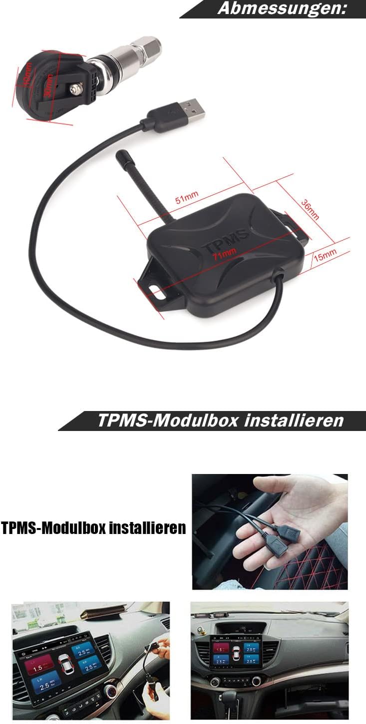 erisin Universal USB Reifendrucksensor Reifendruckkontrollsystem USB TPMS Modul Reifendruckprüfer mi