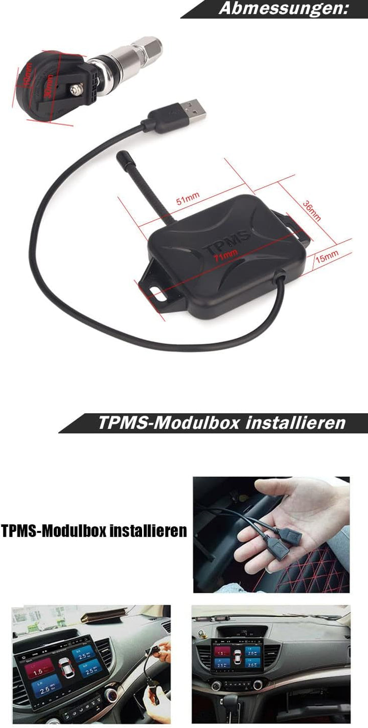 erisin Universal USB Reifendrucksensor Reifendruckkontrollsystem USB TPMS Modul Reifendruckprüfer mi