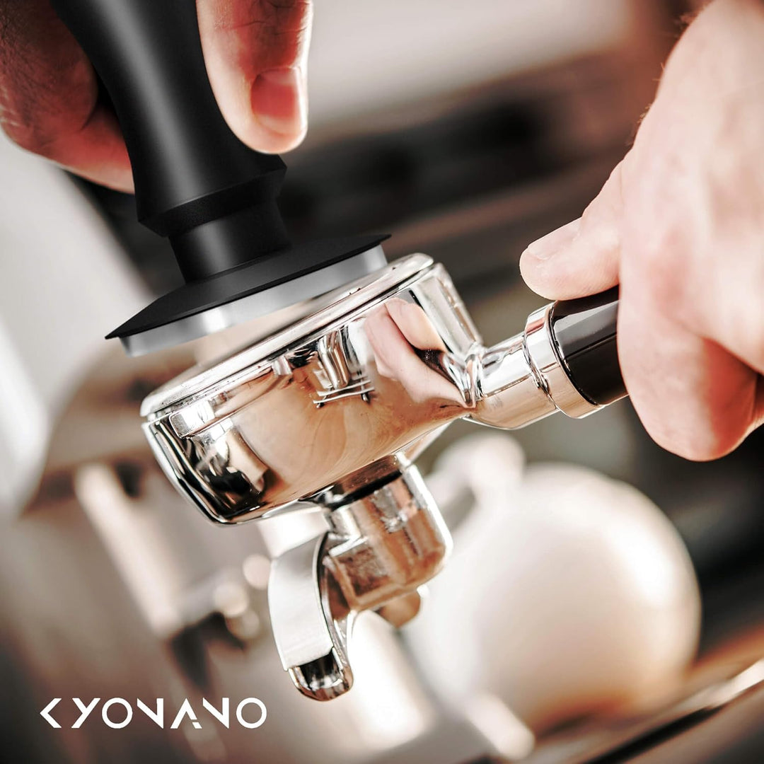 KYONANO Kaffee Tamper 58,5mm - Espresso Tamper mit 30lbs Anpressdruck kalibiriert - Aluminiumgriff &