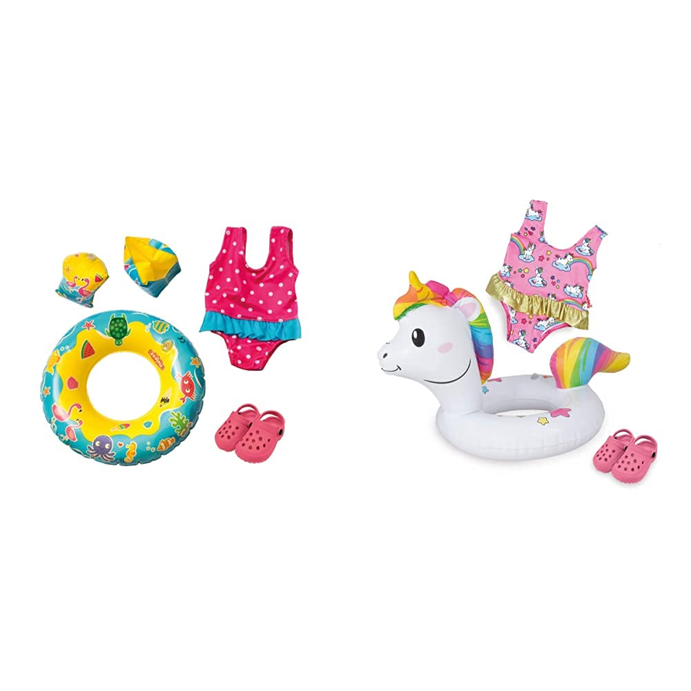 Heless 88 - Schwimmset für Puppen, Badeanzug, ClogsPuppengrösse ca. 35-45 cm & 66 - Schwimmset für P