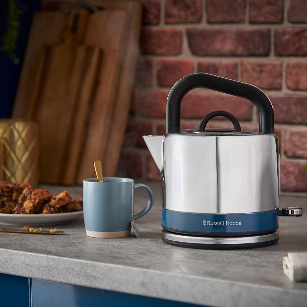 Russell Hobbs Wasserkocher [1,5l] Distinctions Edelstahl Ocean Blue (Schnellkochfunktion, herausnehm