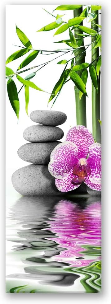 Feeby Wanddeko Steine Leinwandbild Kunstdruck Orchidee Grau 30x90 cm Leinwandbild 30x90 cm Grau_A, L
