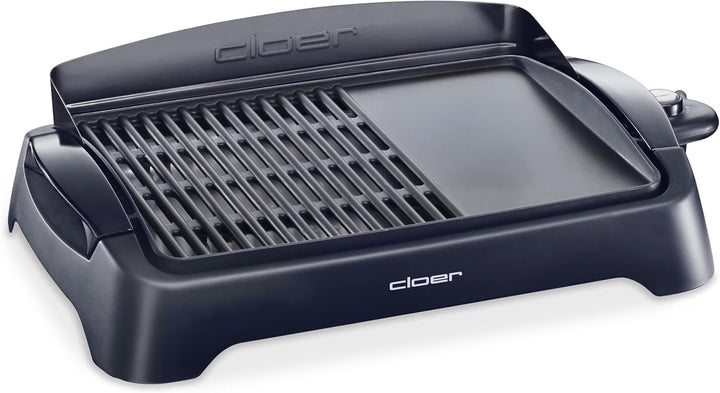 Cloer 656 Barbecue Elektrogrill, Tischgrill mit Spritzschutz, grosse Grillfläche 43 x 30,5 cm , Anti