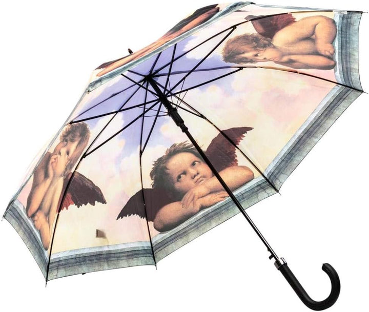 LUCKYWEATHER Regenschirm Stockschirm Damen/Herren Motiv Raffael Engel Auf-Automatik I Stockregenschi
