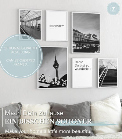 Papierschmiede® Mood Poster Set Berlin Schwarz-Weiss, Bilder Wohnzimmer Deko Schlafzimmer, 2x DIN A3