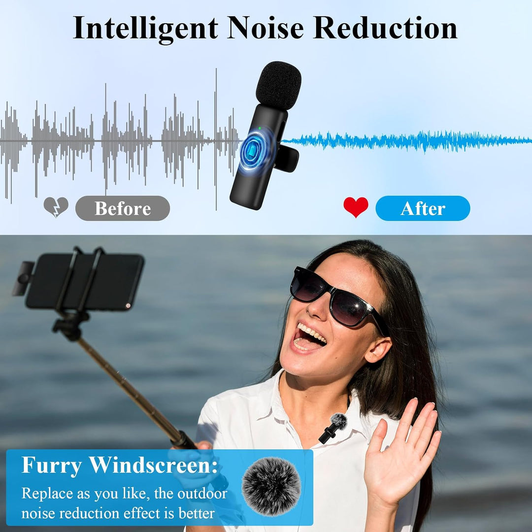 Kabelloses Lavalier Mikrofon für iPhone/iPad/Android, Plug-Play Professionelles Lavalier Wireless Mi