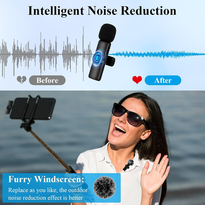 Kabelloses Lavalier Mikrofon für iPhone/iPad/Android, Plug-Play Professionelles Lavalier Wireless Mi