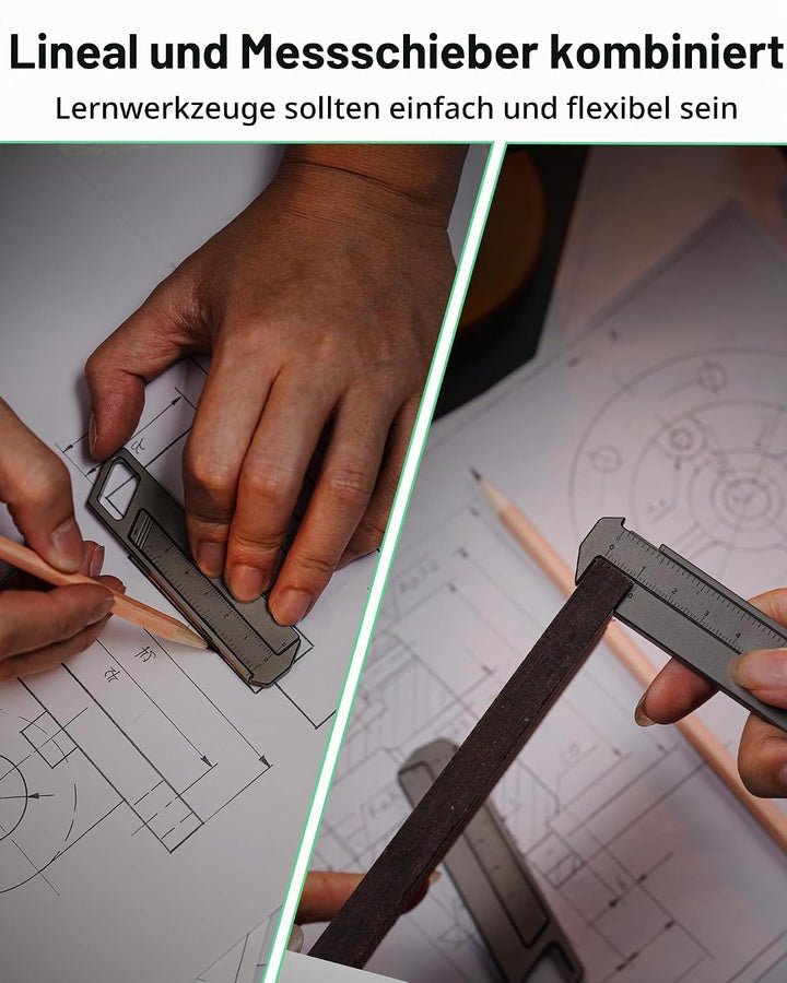 MecArmy RU01 Multifunktionaler Messschieber mit Lineal für Arbeit und Studium, kleiner EDC-Messschie