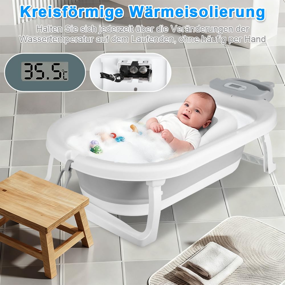 Faltbare Babybadewanne, geeignet für Babys von 0 bis 36 Monaten, ergonomisch und platzsparend, Babyw