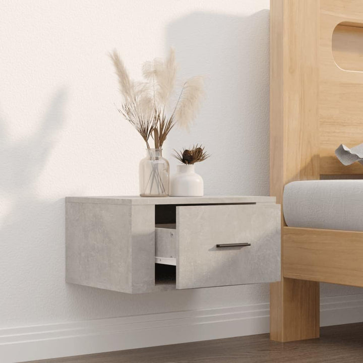 WIFESE Wand-Nachttisch Betongrau 50x36x25 cm Nachtschrank Nachtkästchen Bedside Table Nightstand Nac