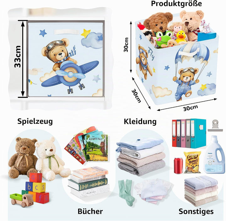Clastyle 3 Stück Traumtier Aufbewahrungsbox Stoff für Kallax Faltbar Aufbewahrungskorb Klein Schrank
