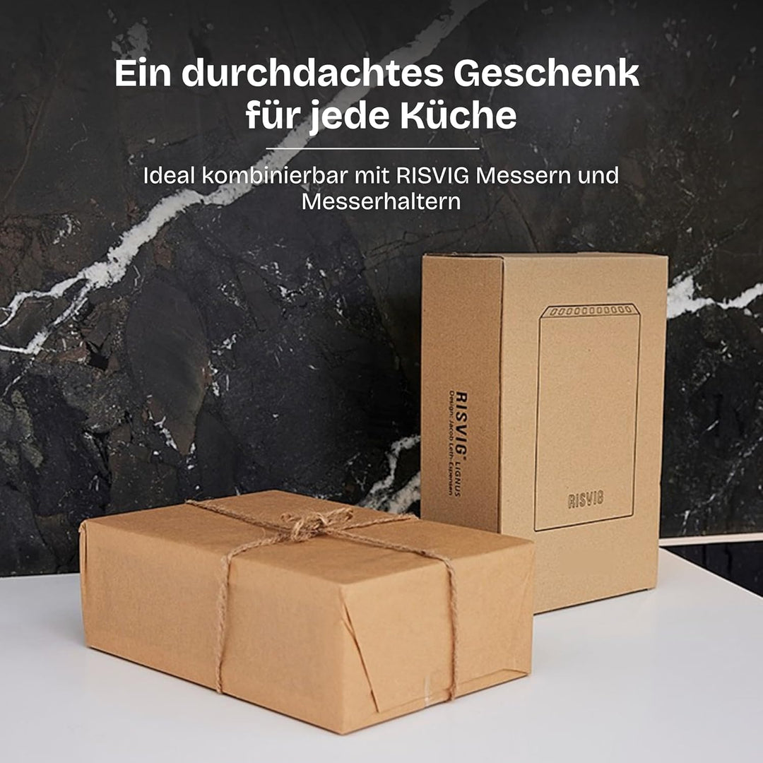Lignus Messerblock aus Premium Eichenholz – Designer Messerhalter für 11 Messer – Antibakterielles E