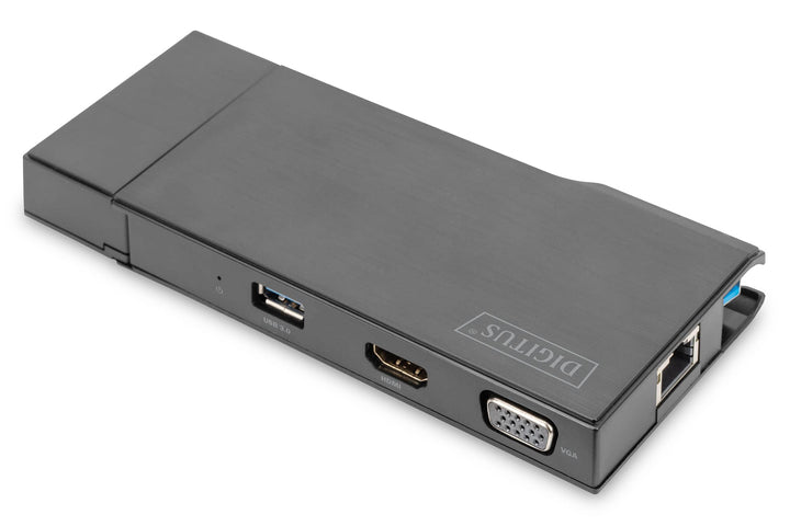 DIGITUS Universal Docking Station, USB 3.0, 7-Port, Travel 2X Video, 2X USB 3.0, RJ45, 2X Kartenlese