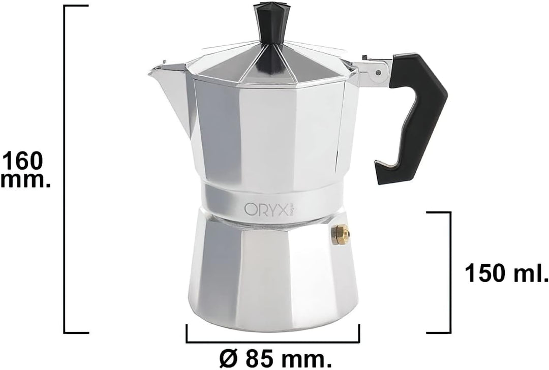 ORYX Espressokocher aus Aluminium 3 Tazas (150ml), 5056011, Silber, 3 Tazas (150ml)