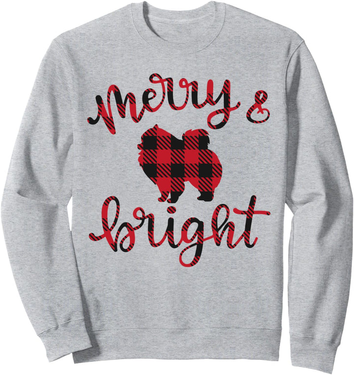 Pomeranian Merry Christmas Buffalo Plaid Hund niedlich Sweatshirt