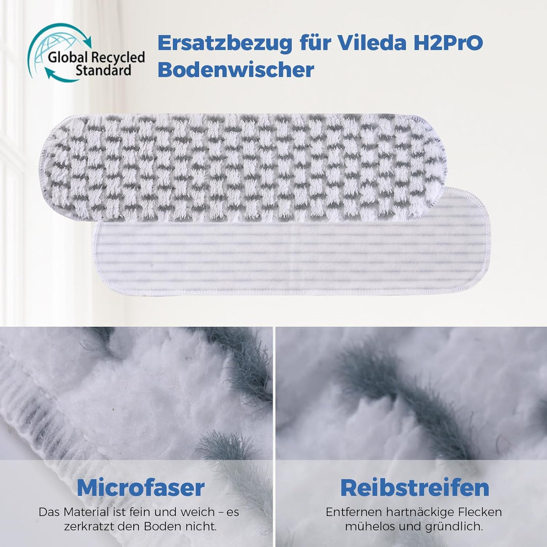 5 Stück für Vileda H2PrO Ersatzbezug, Mikrofaser Bezug für Vileda H2PrO Flat Mop Bodenwischer, für a