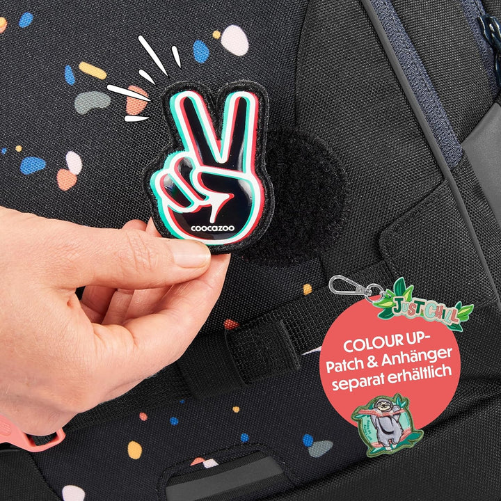 coocazoo Schulrucksack Porter, Sprinkled Candy, schwarz-rosa, ergonomischer Tornister, höhen- & grös