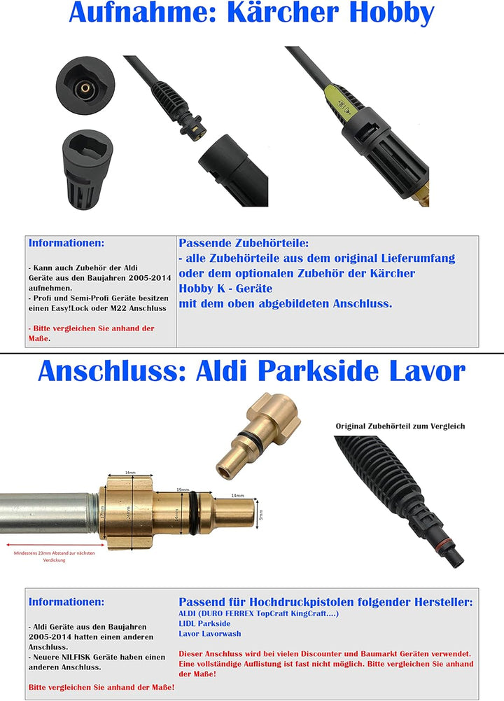 Bajonett Adapter zur Verwendung von Kärcher Zubehör an den Geräten von DURO FERREX PARKSIDE Kingcraf