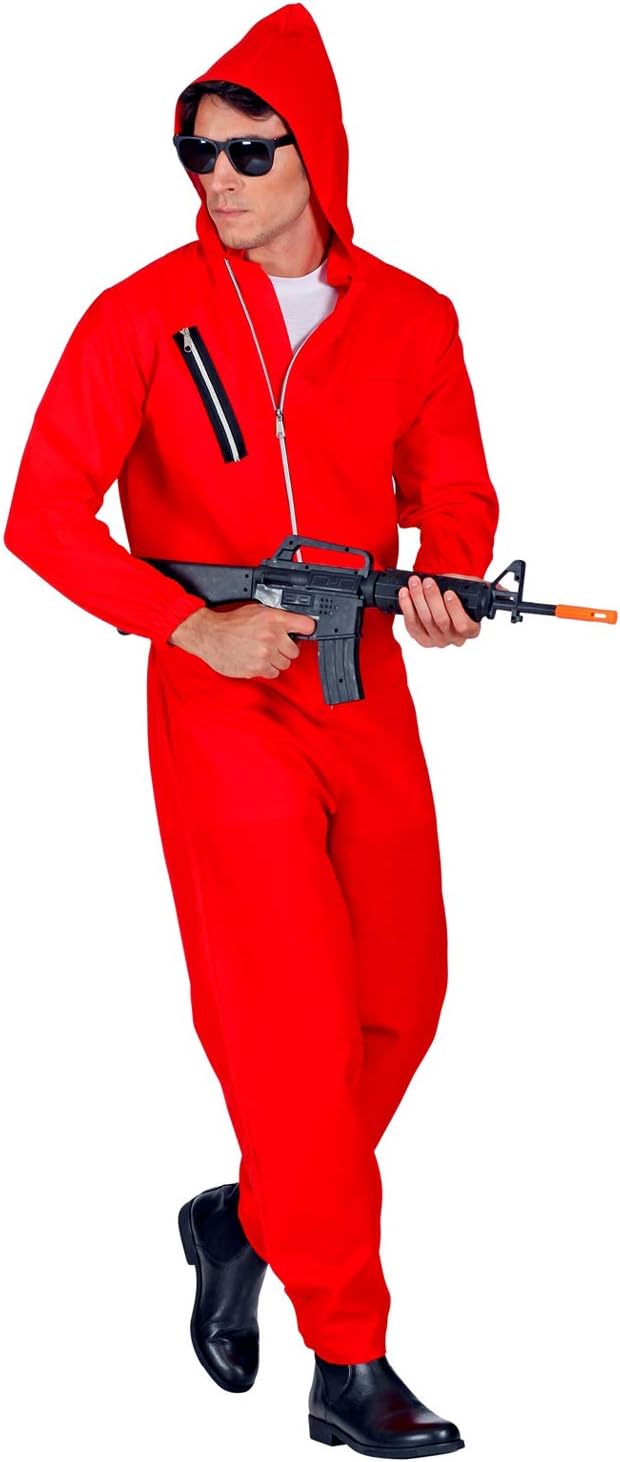 com-four® Roter Overall mit Kapuze - Faschingskostüme für Erwachsene - Bankräuber Kostüm für Mann un