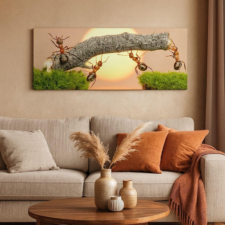 Wandbilder Dekoration Wohnzimmer Tiere Ameisen Brücke Natur Panorama Bilder auf Leinwand 120x50cm Le