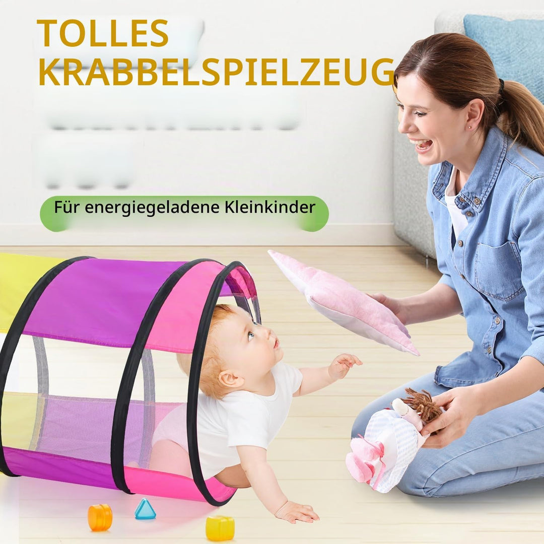 Baby Pop Up Spieltunnel für Kleinkinder mit Netzfenster, Katzentunnel für Hunde Haustiere, Kinder Kr