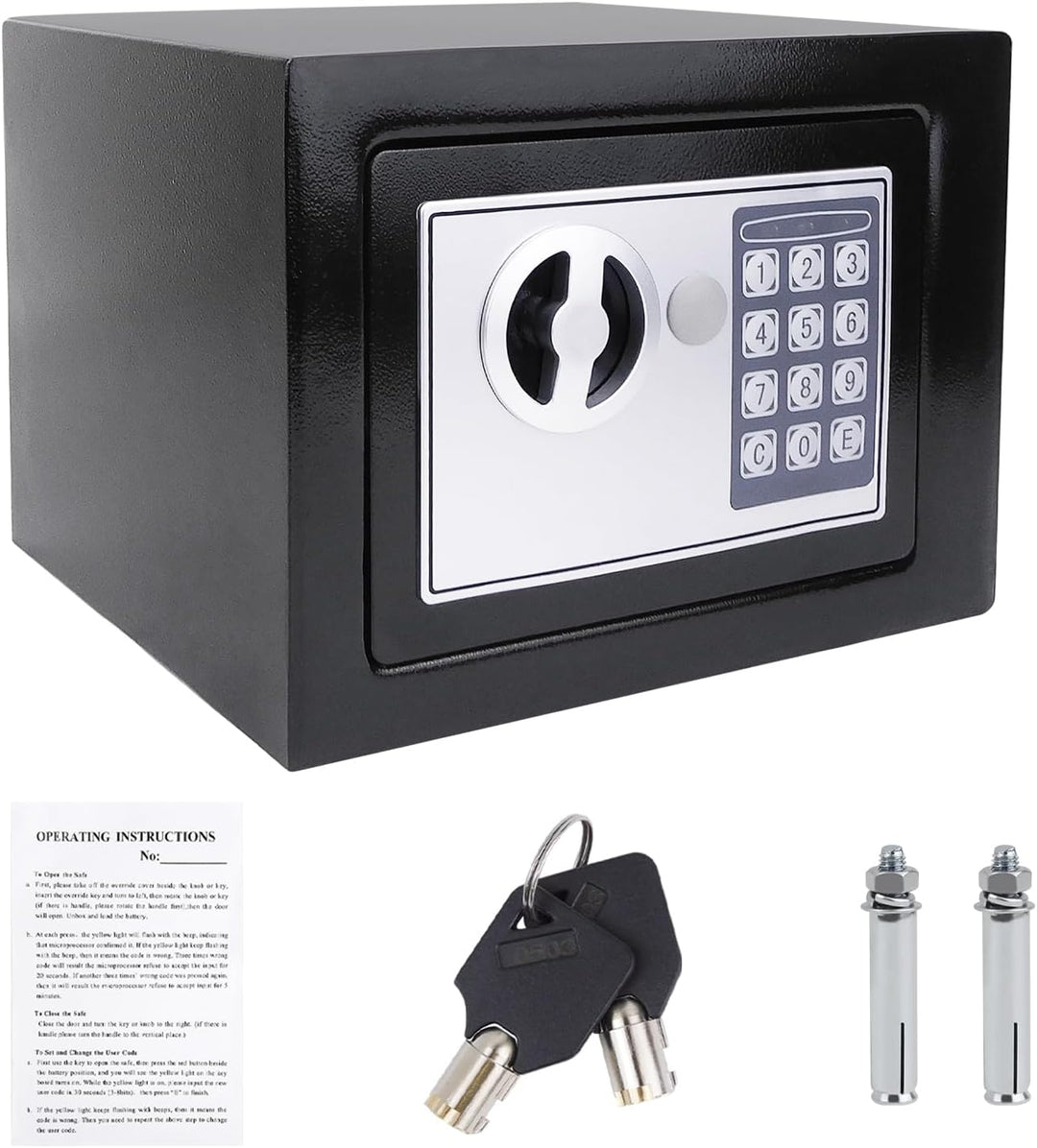 Tresor Feuerfest Wasserdicht Möbeltresor mit Zahlenschloss und 2 Schlüssel Eisenstahl Safe Wandtreso