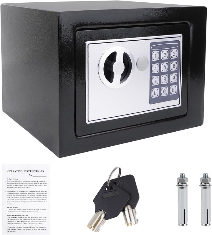 Tresor Feuerfest Wasserdicht Möbeltresor mit Zahlenschloss und 2 Schlüssel Eisenstahl Safe Wandtreso
