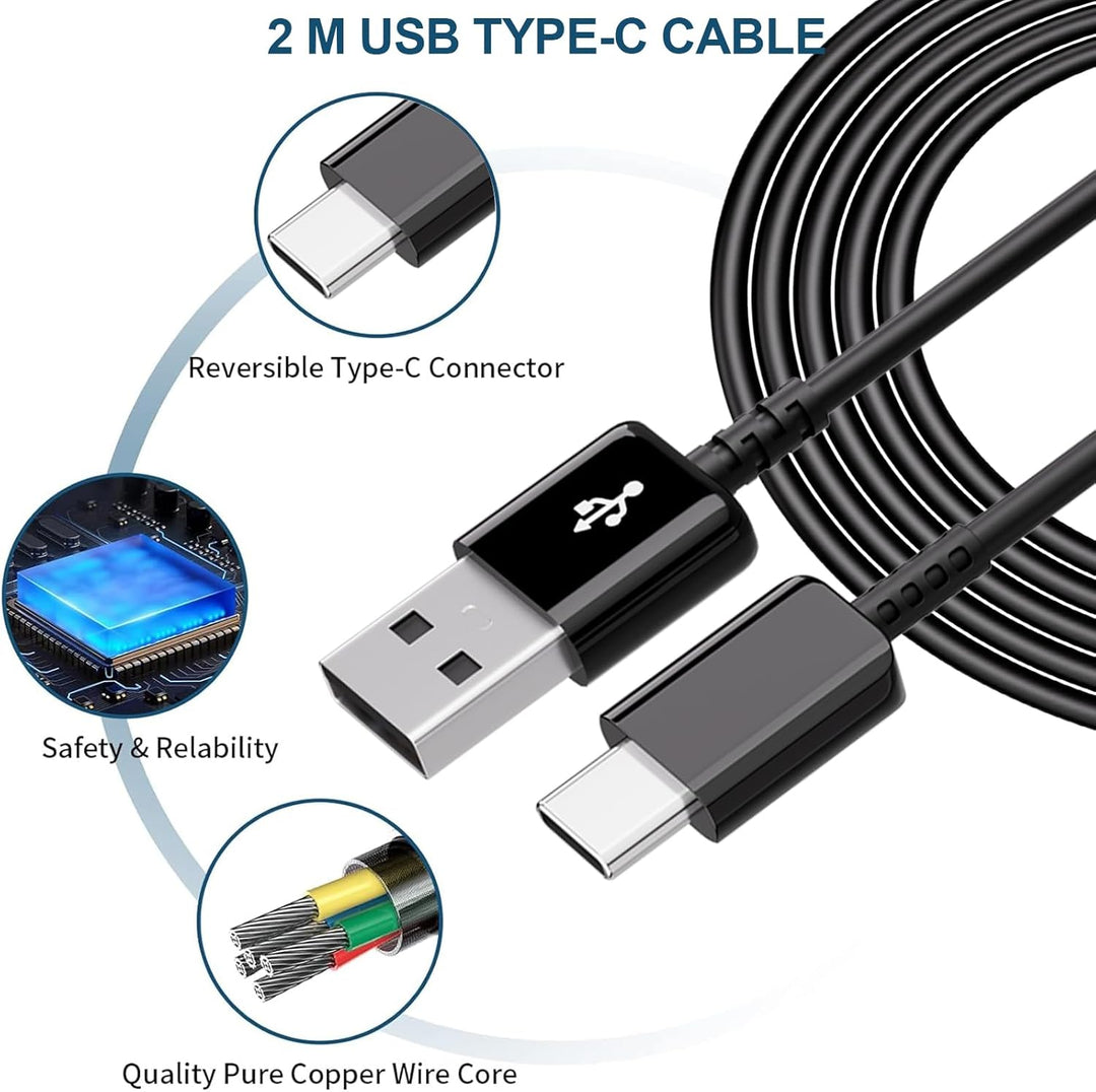 USB C Ladegerät, 2-Pack Schnellladegerät Handy Netzteil mit 2M USB C Ladekabel Kompatibel mit Samsun