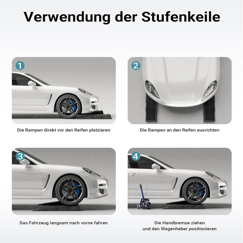 XPOtool Auffahrrampen extra flach 2 Stück aus Kunststoff bis 3 t Autorampe Pkw Auto Kfz Rampe für Sp