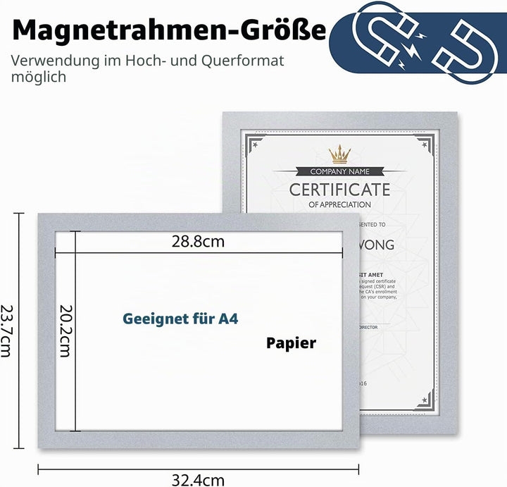 VAIIGO Magnetrahmen Info-Rahmen Selbstklebend mit Magnetverschluss für Informationsrahmen DIN A4 For