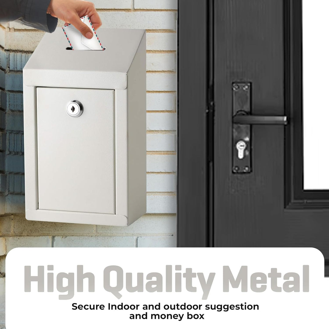Metall-Spendenbox & Sammelbox Büro Vorschlagsbox Secure Box mit Top Coin Slot und Schloss inklusive
