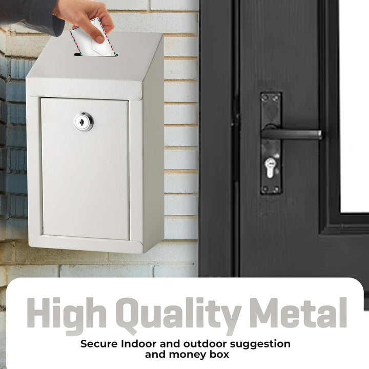 Metall-Spendenbox & Sammelbox Büro Vorschlagsbox Secure Box mit Top Coin Slot und Schloss inklusive