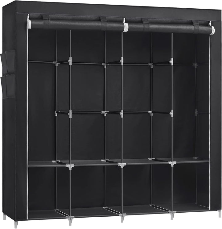 SONGMICS Stoffschrank, Kleiderschrank, 45 x 170 x 167 cm, 4 Hängefächer, mit Ablagen, 4 Seitentasche