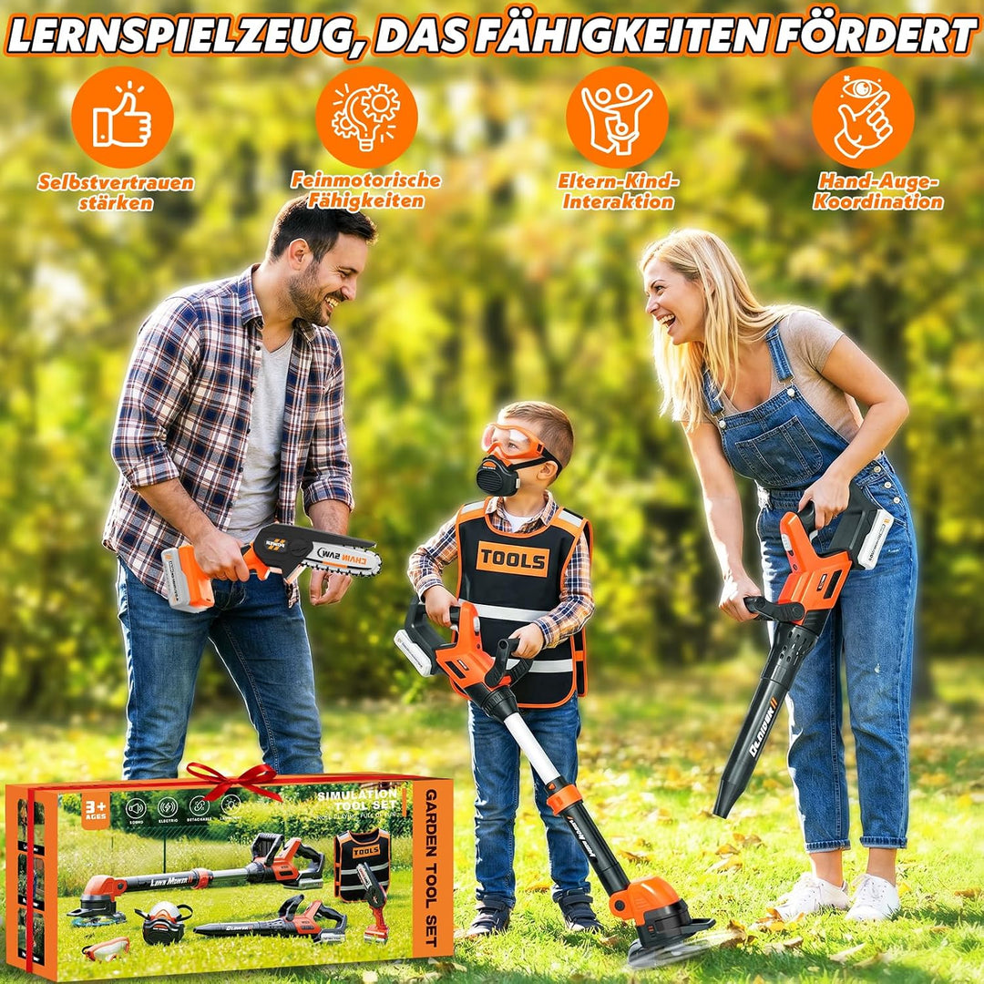 10 in 1 Gartenwerkzeug Kinder, Garten Outdoor Spielzeug ab 3 Jahre, Kinder Rasenmäher, Laubbläser &